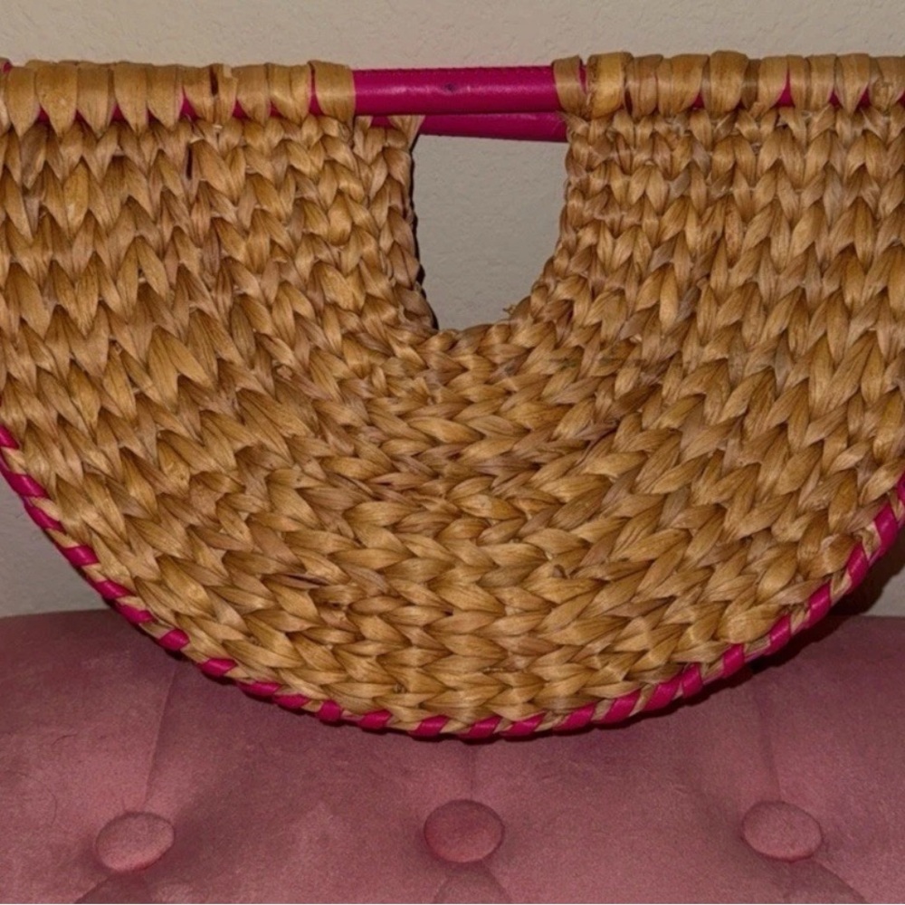 Cult Gia Stylish Woven Tan and Pink Women's Bag